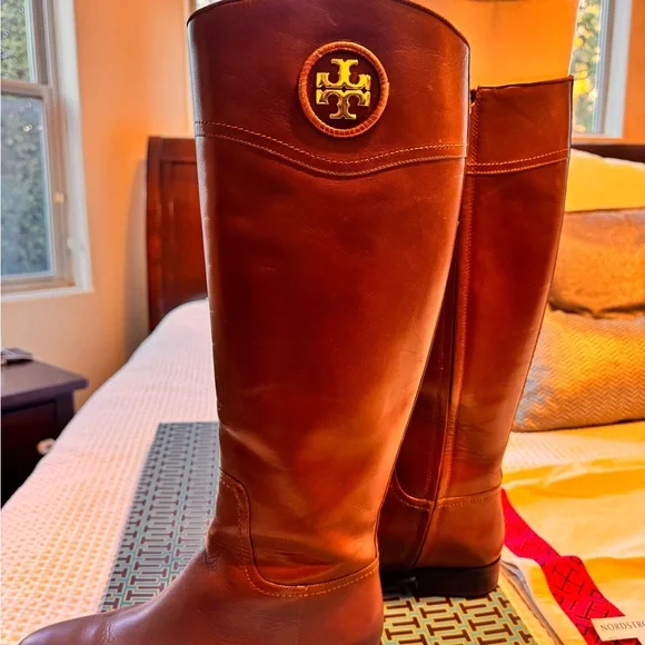 Tory Burch Chestnut Leather Tall Boots - Picture 5 of 9